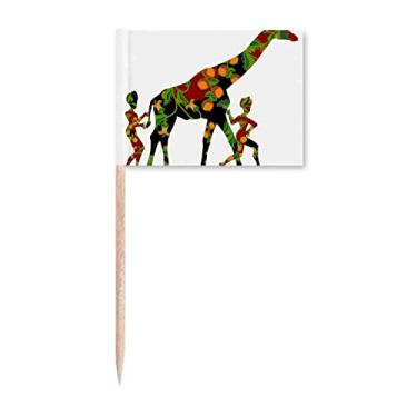 Imagem de Bandeiras Aborígenes Africanas Mulheres Negras Girafa Palito de Dentes Marcador Topper Decoração de Festa