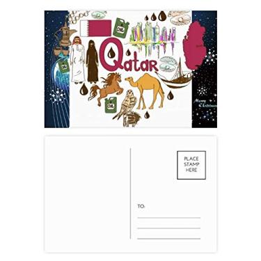 Imagem de Qatar Love Heart Landscap Bandeira nacional de Natal, floco de neve, cartão postal de agradecimentos, correspondência, 20 peças