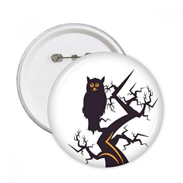 Imagem de Coruja com olhos de árvore, alfinetes redondos para Halloween, emblema, acessório, decoração, 5 peças