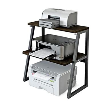 Imagem de KIZQYN Suporte de impressora moderno minimalista pequena suporte de impressora desktop prateleira dupla de três camadas rack de armazenamento doméstico multi-cena impressora de mesa (cor: B)