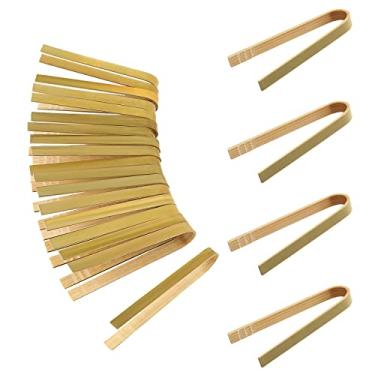 Imagem de LUTER 20 pinças de madeira de 8,89 cm, utensílios de cozinha descartáveis, mini pegador de bambu natural para torradas de chá, frutas, pão
