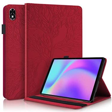 Imagem de Capa para tablet compatível com Lenovo Legion Y700 Case TB-9707F 8,8 polegadas PU capa protetora carteira árvore da vida capa para tablet slot para cartão capa para tablet tablet capa para PC (cor: vermelho)