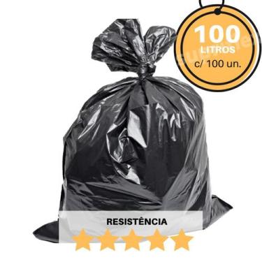 Imagem de Saco De Lixo Preto 100L C/100 Resistência: Super Reforçado - Supriflex