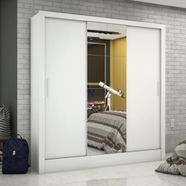 Imagem de Guarda Roupa Casal 3 Portas 3 Gavetas com Espelho Dubai Plus Carioca Móveis - Branco/Br...