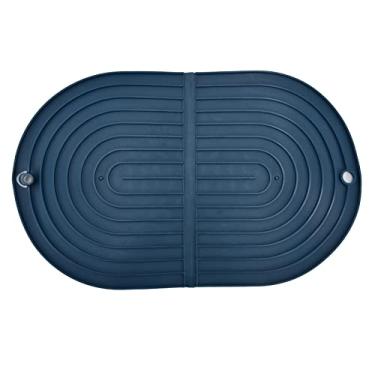 Imagem de Tapete de silicone para secagem de pratos, tapete de drenagem de pratos, tapete de pia dobrável, suportes de silicone, resistente ao calor (azul)