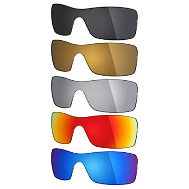 Imagem de 5 pares de lentes polarizadas de substituição da Mryok para óculos de sol Oakley Batwolf – azul gelo/vermelho fogo/prata titânio/bronze dourado/preto