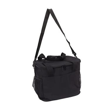 Imagem de Bolsa térmica para congelar, lancheira extra grande resistente à abrasão, zíper bidirecional, espuma embutida de 6 mm, à prova d'água para escritório (preto)