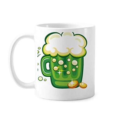 Imagem de Caneca de cerâmica com trevo de quatro folhas, cerveja, Irlanda, Dia de São Patrício, xícara de porcelana de café