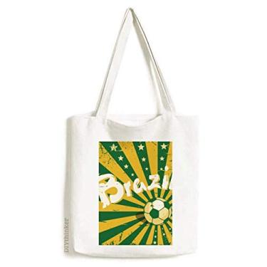 Imagem de Bolsa sacola de lona de futebol verde e amarelo Brasil cultura Brasil bolsa de compras bolsa casual