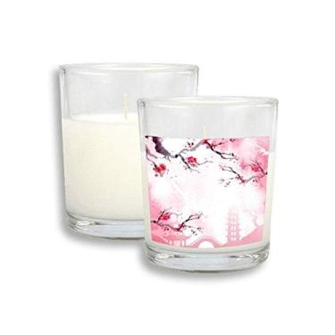 Imagem de Cera de incenso perfumada de vidro com estampa de ilustração Sakura rosa da cultura japonesa