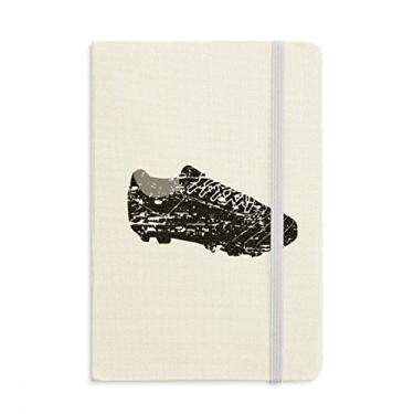 Imagem de Caderno de futebol preto com estampa de sapatos de futebol americano, capa dura em tecido oficial diário clássico