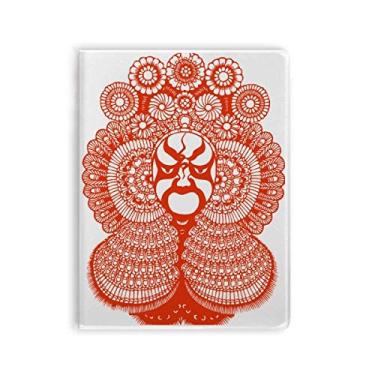 Imagem de Diário de capa macia para caderno com cabeça de ópera chinesa em corte de papel vermelho