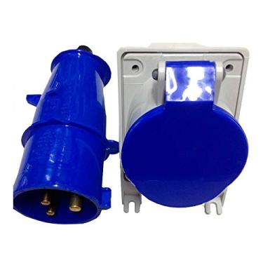 Imagem de Conjunto Industrial Tomada + Plug Steck 2P+T 16a Azul Newkon