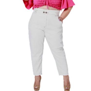 Imagem de Calça Feminina Plus Size Mom - Off White - Razon Jeans
