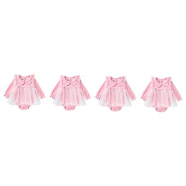 Imagem de 4 Pcs roupas de casa de bebê macacão para meninas body feminino Macacão de bebê de coral Roupa de bebê rosa presente de chá de bebê macacão menina recém nascida manga comprida