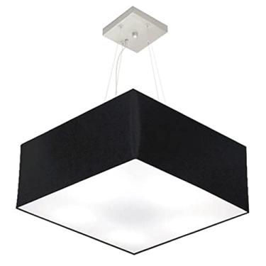 Imagem de Lustre Pendente Quadrado Cúpula Tecido 21/50x50 cm, Vivare Iluminação, Pendente4006 PR, Preto, Médio