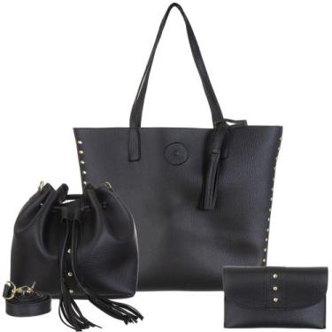 Imagem de Bolsa feminina Kit  3 Peças sacola grande + bolsa média + necessaire -
