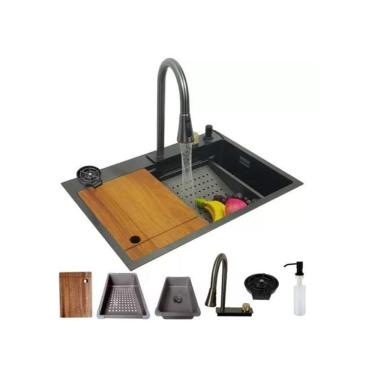 Imagem de Cuba Gourmet Premium Cascata Lavador Copos Torneira Completa