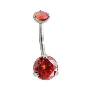 Imagem de Piercing Umbigo Zircônia Vermelho Garra Titânio Astm136 - Clube Rosa, 