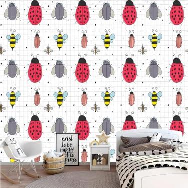 Imagem de Lcythiazole Papel de parede personalizável de papel de parede mural de abelha joaninha papel de parede de inseto mural mural de animais mural infantil para sala de estar quarto infantil