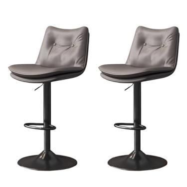 Imagem de Lzyjckh Conjunto de 2 bancos de bar ajustáveis, Bancos de bar giratórios modernos Cadeiras de bar estofadas com encosto e apoio para os pés para ilha de cozinha, balcão, sala de jantar,Light gray