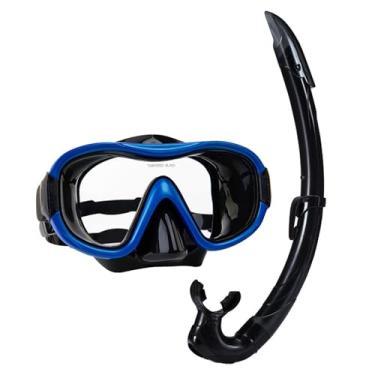 Imagem de Vaveren Conjunto de snorkel, óculos de natação, equipamentos para adultos, óculos profissionais de natação, máscara de mergulho com ampla para, Azul