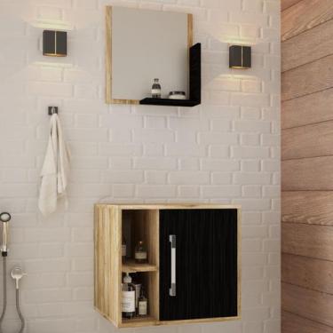 Imagem de Armário de Banheiro Olivia 1 Porta 2 Prateleiras com Espelho Carvalho/