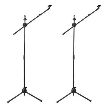 Imagem de 2 Pedestal Suporte Girafa Para Microfone Com Trava, Regulagem De Altur