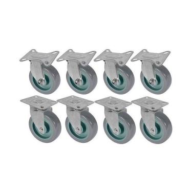 Imagem de Kit 8 un roda rodízio fixo e giratório pvc bp 2 pol 50mm - AJAX