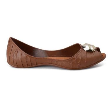 Imagem de Sapatilha Feminina Rasteira Courinho com Detalhe - Magali, Caramelo, 3