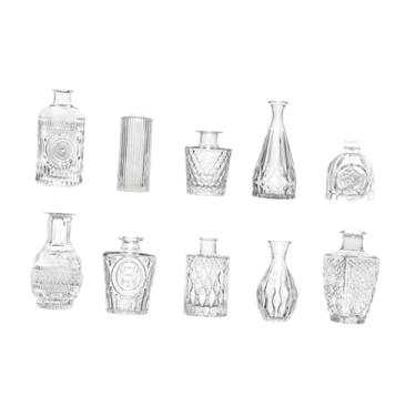 Imagem de WeiLaiKeQi 10x Vasos de vidro para flores, mini vasos fofos para decoração de casa, presente de casamento, arranjos florais para decoração de quarto e escritório, Transparente