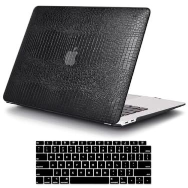 Imagem de MonsDirect Capa para MacBook Pro de 16 polegadas A2780 M2 Pro/Max A2485 M1 Pro/Max A2485 M1 Pro/Max, capa fina de plástico rígido e capa de teclado para novo Pro 16" A2780 com Touch ID e M2 Pro/Max, couro preto