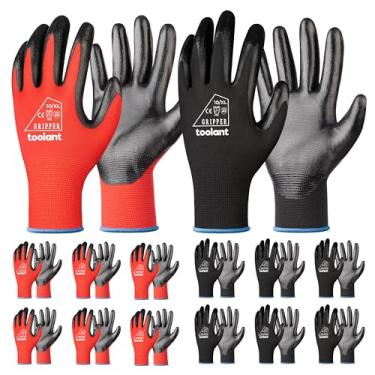 Imagem de toolant Luvas De Trabalho Com Revestimento Nitrila Para Homens, Resistência Superior A Óleo, 12 Pares Segurança Granel Aderência, Tela Sensível Ao Toque, Reparo Automóveis, Jardinagem, Depósito (Ver
