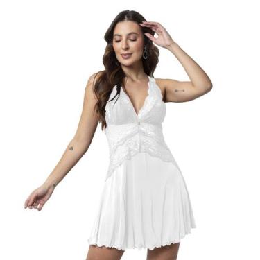 Imagem de Camisola Feminina Rendada Sexy Lingerie Sensual Poliamida Moda Feminin