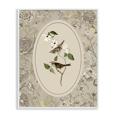 Imagem de Stupell Industries Bird & Toile in Neutrals White Framed Giclee Art Design por Radhika Modi, 76 x 61 cm