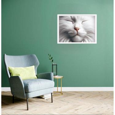 Imagem de Quadro Decorativo Gato Olhos Fechados - 50X70Cm