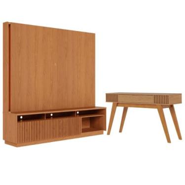Imagem de Conjunto Aparador com Home Estante Noir Freijo - Mais de Casa