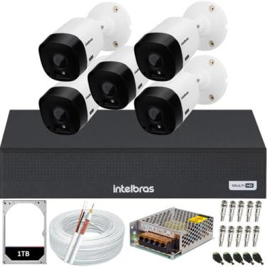 Imagem de Kit 5 Câmeras Intelbras segurança monitoramento completo