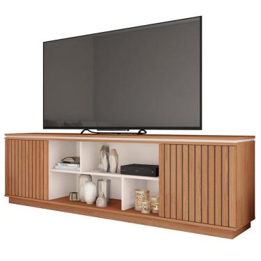 Imagem de Rack Para Sala Bancada de TV 75 Pol 180cm Simetria Freijó/Off White - Caemmun