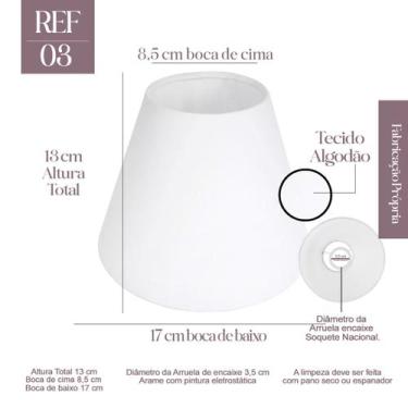 Imagem de Cupula Abajur Pequeno Tecido Algodao Bege, Preto e Branco 13 cm x 8,5 