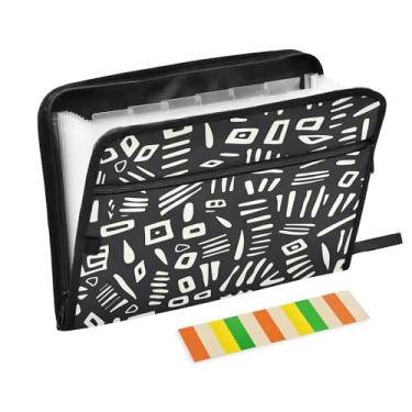 Imagem de Wassud Linhas abstratas organizador de arquivos sanfonado letra A4 pastas de arquivo de papel organizador de documentos fólio com etiquetas pasta de arquivo expansível 13 bolsos