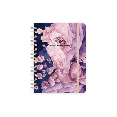 Imagem de Agenda 2026 semanal e mensal, organizador espiral A5 com papel grosso (conjunto de um livro) (saia floral com babados)