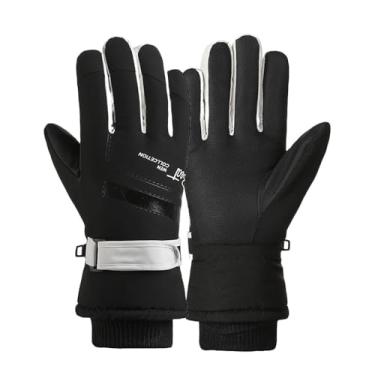 Imagem de Luvas de esqui de inverno com tela sensível ao toque – Luvas térmicas impermeáveis para snowboard, ciclismo e motocicleta, aderência antiderrapante (preto)