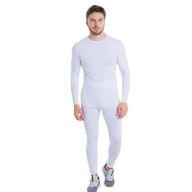 Imagem de Conjunto Camiseta e Calça Segunda Pele Proteção UV50+ Fitness Academia (P, Branco)