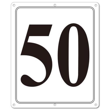 Imagem de i-CowFun Placa numerada de metal premium ao ar livre, refletiva de 30,5 x 25,4 cm placas numeradas de alumínio grande 50 para estacionamento, quadra de tênis, campo, armazém, corredor, edifício, doca