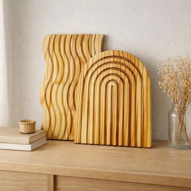 Imagem de Kit 02 Tábuas de Servir Decorativas Madeira Pinus Frisada - Luggari