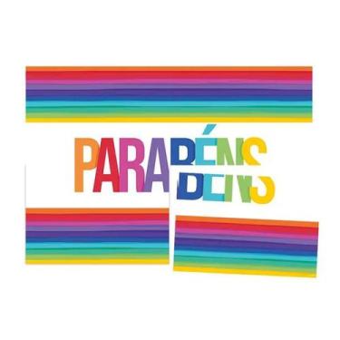Imagem de Painel Decorativo Parabéns - 90x61cm - Arco-Iris - 1 unidade - Regina 