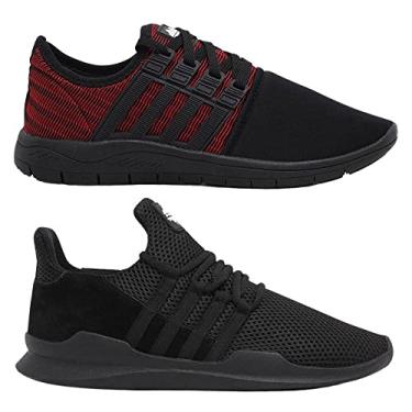 Imagem de Kit 2 Tênis Caminhada Corrida Academia Fitness Leve Macio Confortável - Vermelho - 34