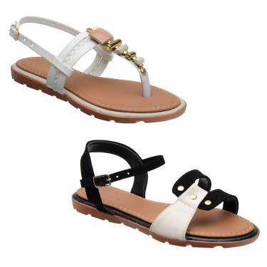 Imagem de Kit 2 Sandália Rasteirinha Feminina Casual