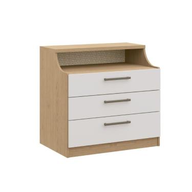 Imagem de Cômoda Modulada Elegance com 3 Gavetas - Carvalho/Off White